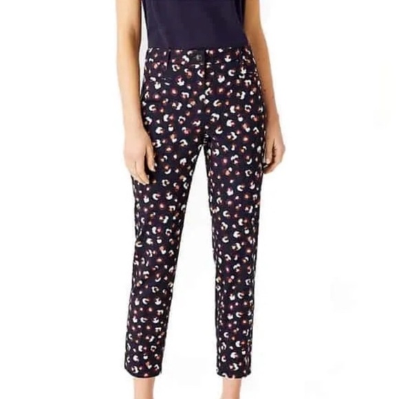 Ann Taylor NWT The Crop Navy Multicolor Animal Print Cropped Pants Curvy Size 8 - Picture 1 of 12